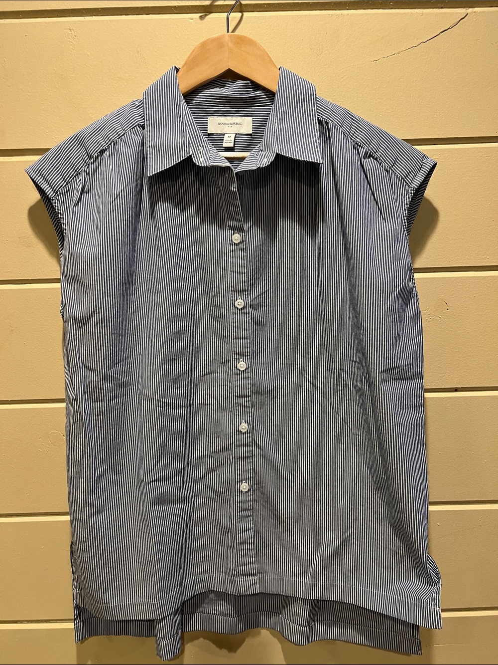 Banana Republic Narrow Blue and White Striped Button-Down Shirt